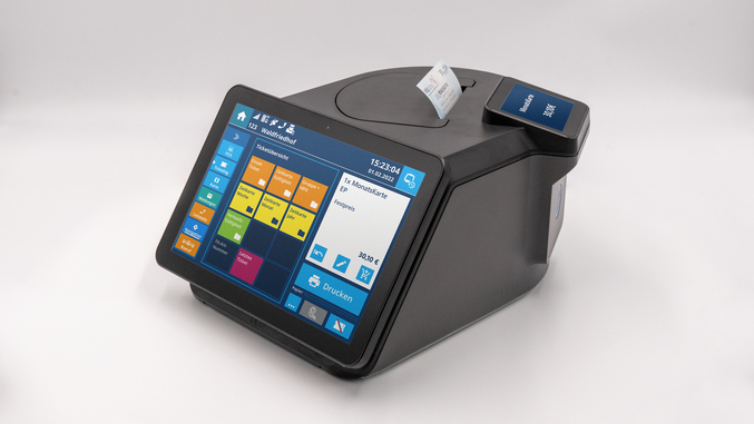 Picture of the fifth generation of the IVU.ticket.box from diagonally above.